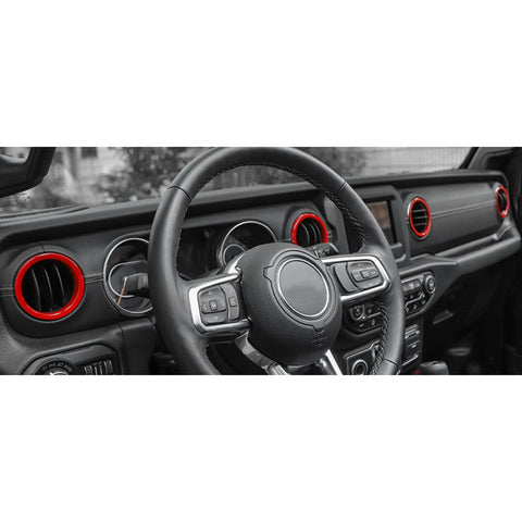 x xotic tech Dashboard Air Conditioner Vent Ring Cover Trim Compatible with Jeep Wrangler JL/JLU 2018-2023 & Gladiator JT Truck 2020-2023, Dash Air Vent AC Outlet Sticker (4Pcs)