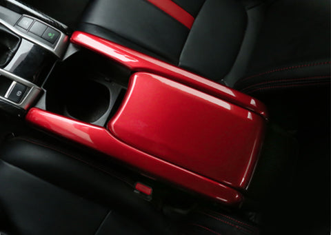 Sporty Red Gear Shift Center Console Panel Molding Cover For Honda Civic 2016-21
