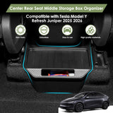 Rear Center Console Organizer Backseat Storage Box For Tesla Model Y Juniper 25+