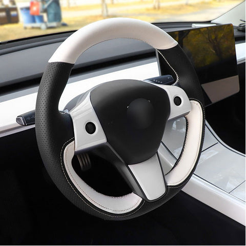 White Center Console Steering Paddle Shifter Door Panel Trim For Model Y 2021-23