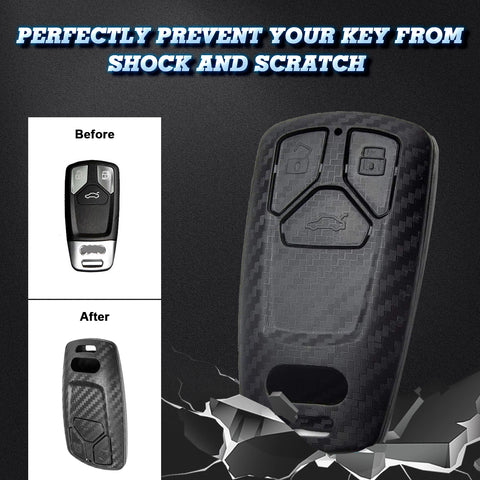 Carbon Fiber Texture Keyless Smart Key Fob Case For Audi A4 A5 S5 Q5 Q7 TT SQ5