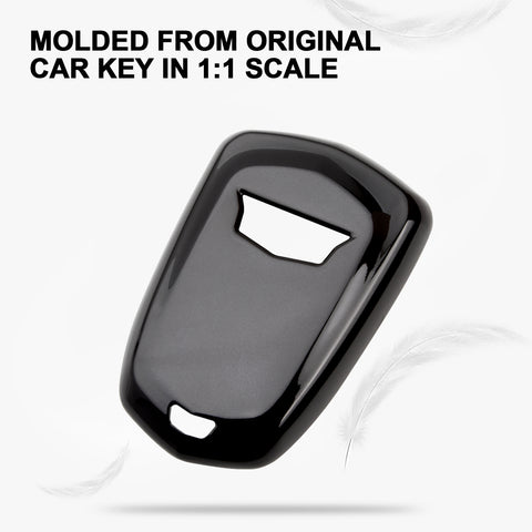 Black Soft TPU Remote Control Smart Key Fob Cover Compatible with Cadillac ATS 2013-2019, CT6 2016-2020, XT5 2017-2021, XT4 2018-2021, Escalade 2019-2021,CTS 2014-2021, SRX XTS 2015-2021