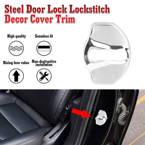 Stainless Steel Car Door Lock Buckle Decoration Trim For Tesla Model 3 2017-2024