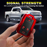 Red TPU 360° Protection Remote Key Cover w/Keychain For Chevy Silverado GMC Sierra 2014-up