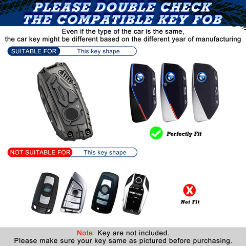 x xotic tech Mech Style Heavy Metal Key Fob Cover Compatible with BMW 2023 2024 2025 X1 X5 X6 X7 i7 Xi 3 5 7 Series 740i 760i XM IX IX3 I5 I7, Zinc Alloy Key Case Protector Shell Keychain