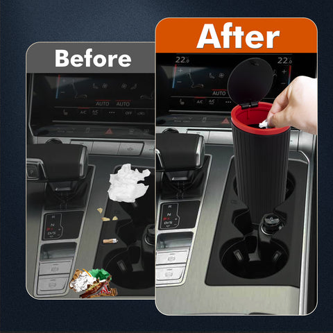 Car Cup Holder Trash Can with Lid Mini Dustbin Garbage Organizer Universal Fit