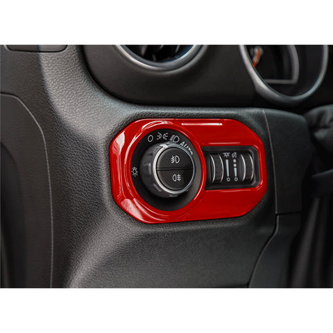 x xotic tech Headlight Switch Button Cover Trim Compatible with Jeep Wrangler JL JLU 2018-up & Gladiator JT 2020-up Interior Accessories(Red)