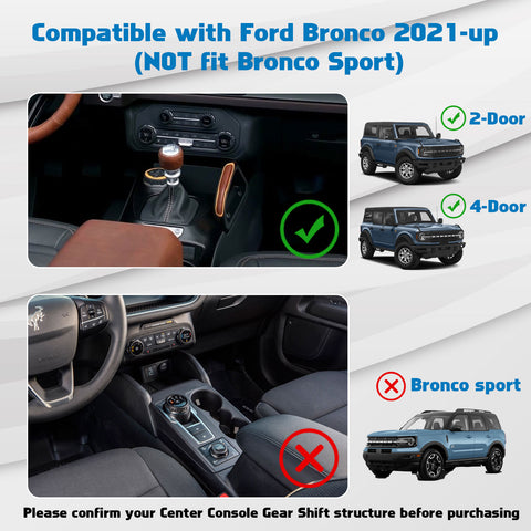 Center Console Shifter Storage Box, Gear Side Storage Tray for Phone Sunglasses Holder Interior Accessories Compatible with Ford Bronco 2021-2023