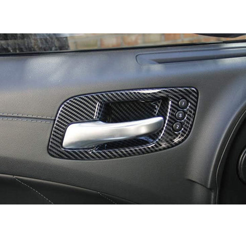 Carbon Fiber Style Door Handle Bowl Window Lift Switch Cover For Dodge Charger 2011-23