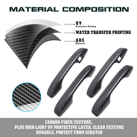 Carbon Fiber Texture Door Handle+Bowl Cover Trim Kit For Honda Civic 11th Gen