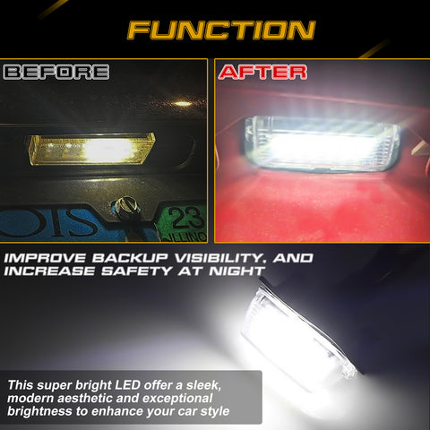 x xotic tech LED License Plate Lights Tag Lamps Replacement Compatible with Toyota Camry Highlander Prius C Avalon Yaris, Error Free 6000K Xenon White, 2Pcs