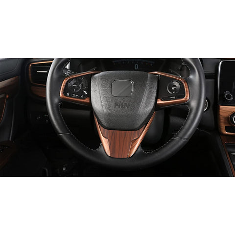 Set Peach Wood Grain Steering Wheel Molding Cover Decor For Honda CR-V 17-2022
