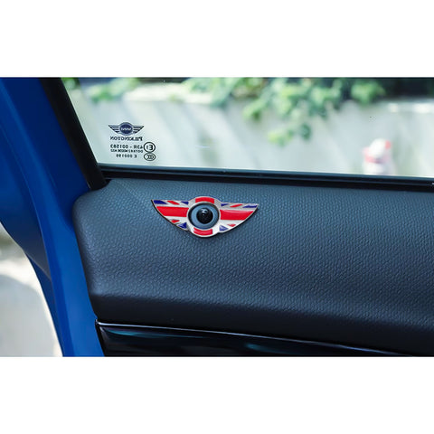 x xotic tech 2Pcs Union Jack Wing Emblem Rings Door Lock Pin Knobs Badge Cover Sticker Trim Decoration Compatible with Mini Cooper R55 R56 R57 R58 R59(Not Fit R60 R61 F55 F56)