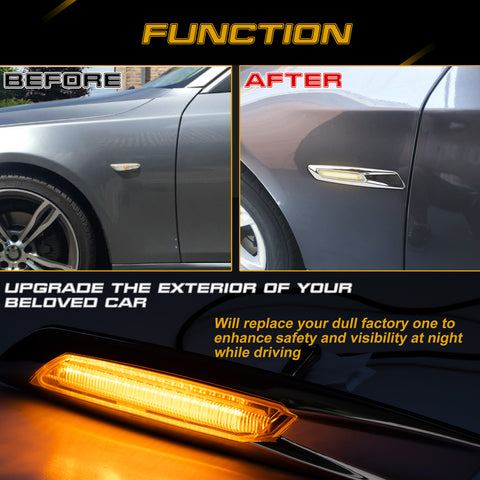 2x LED Sequential Side Marker Lights For BMW E46 E60 E61 E81 E82 E88 E90 E91 E92