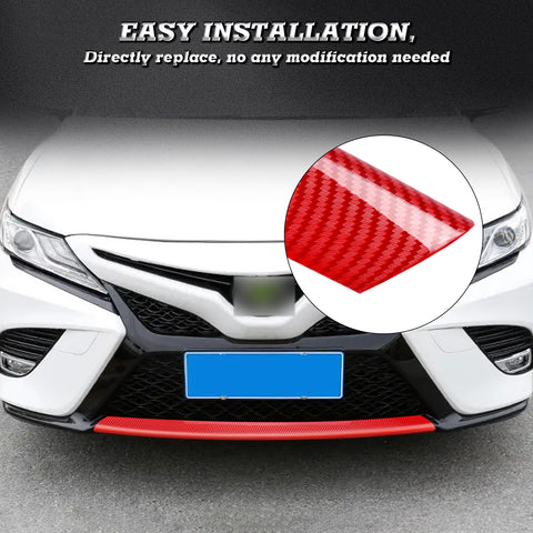 Red + Black Carbon Fiber Front Bumper Corner Center Piece Cover For Camry SE XSE