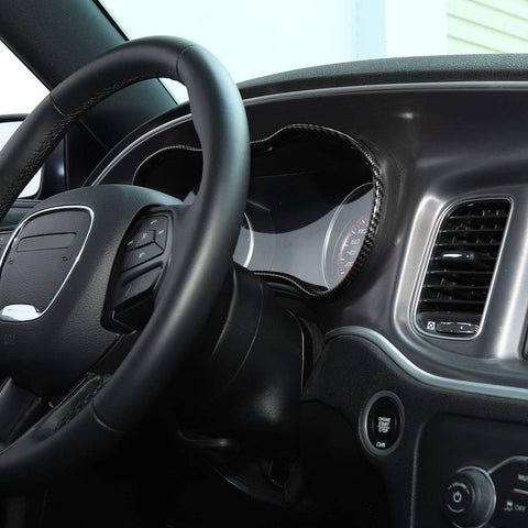 Carbon Fiber Style Dashboard Meter Panel Frame Cover For Dodge Charger 2015-23