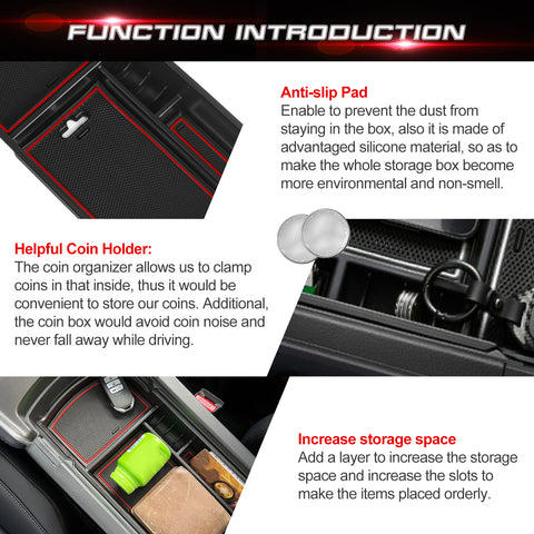 Central ABS Armrest Storage Box Grocery Holder w/Anti-Slip Pad For Accord 2018-22