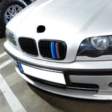 Tri-Colored Front Kidney Grille Strips Clip Cover For BMW 3 Series E46 1999-2001