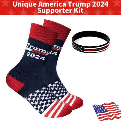 2 Pair Trump American Flag Presidential Election Patriot Print Cotton Crew Socks