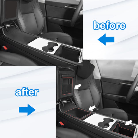 3PCS Center Console Organizer Tray Armrest Hidden Cubby Drawer Storage Box Compatible with Tesla Model 3 Model Y 2021-2024