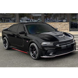 86.5 Inch/2.2M Car Lower Side Skirts Protect Rocker Panel Splitter Winglets Diffuser Bottom Line Extension Body Kit Universal Fit Most Vehicles (Glossy Black w/ Red Strip)