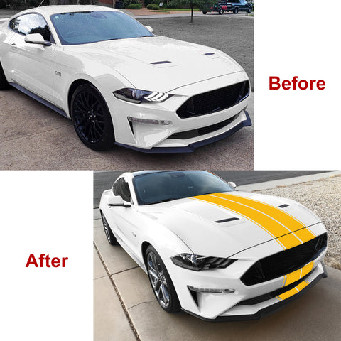 Double-Dual Sport Racing Vinyl Stripe Graphics Hood Roof Trunk Bumper Decal Sticker,Compatible with Ford Mustang 2015-2023