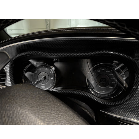 Carbon Fiber Style Dashboard Meter Panel Frame Cover For Dodge Charger 2015-23