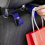 Shiny Crystal Car Seat Back Storage Hanging Hook Purse Grocery Cloth Holder