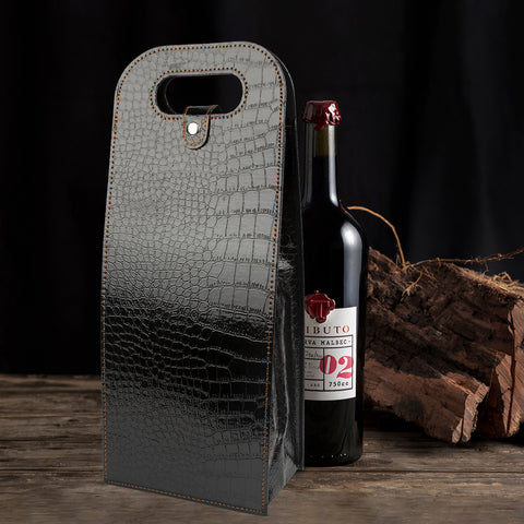 2-Bottle Leather Wine Tote Bag Protector Champagne Gift Bag with Handle For Gift