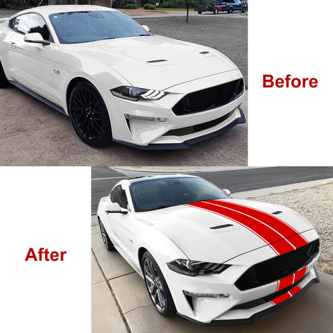 Double-Dual Sport Racing Vinyl Stripe Graphics Hood Roof Trunk Bumper Decal Sticker,Compatible with Ford Mustang 2015-2023