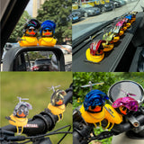 x xotic tech Rubber Duck Bike Bell Decoration, Cute Yellow Squeeze Duck Bicycle Accessories w/Propeller Helmet for Car Dashboard Motorcycle Scooter Handlebar Horn Kids Toddler Toy Outdoor