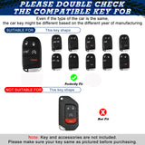 x xotic tech Glossy Black/Red Mix Color Carbon Fiber Texture Hard Plastic Key Fob Cover Case Compatible with Jeep Grand Cherokee Renegade Chrysler 200 300 Dodge RAM Durango Charger Challenger Journey