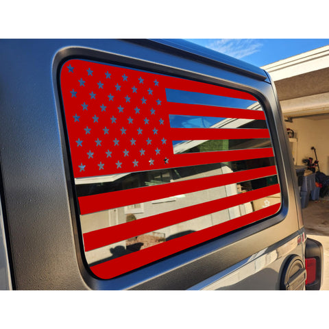 x xotic tech American Flag Rear Side Window Decal Sticker, Pre-cut Vinyl Back Window Glass USA Flag Sticker Exterior Accessories Compatible with Jeep Wrangler 2018-up 4 Door (2Pcs)