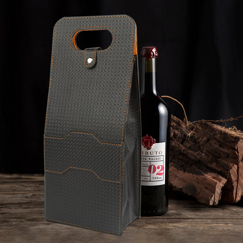 2-Bottle Leather Wine Tote Bag Protector Champagne Gift Bag with Handle For Gift