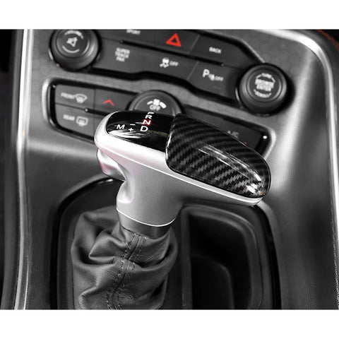 Gear Shift Knob Cover Trim, Carbon Fiber Pattern, Compatible with Dodge Challenger Charger 2015-2023