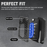 Carbon Fiber Remote Key Fob Shell Case Holder For Toyota RAV4 Corolla w/Keychain