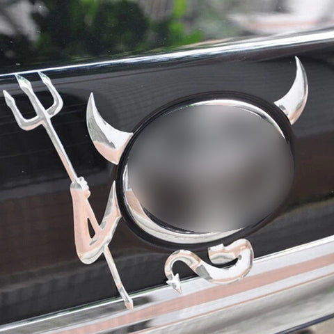 3pcs Silver Devil Demon Style Emblem Stickers Accessories Universal Fit for Car