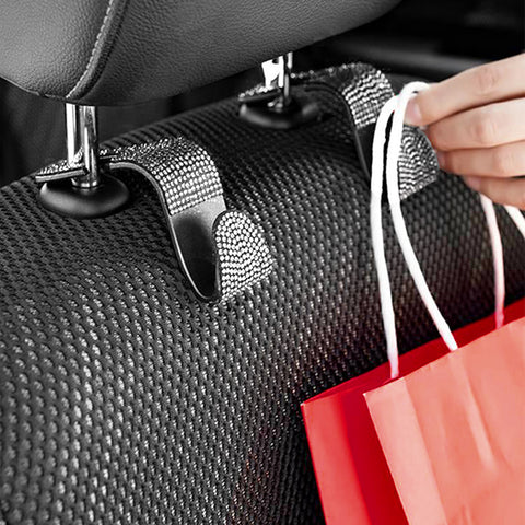 Shiny Crystal Car Seat Back Storage Hanging Hook Purse Grocery Cloth Holder