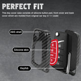 Carbon Fiber Remote Key Fob Shell Case Holder For Toyota RAV4 Corolla w/Keychain