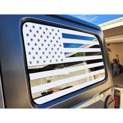 x xotic tech American Flag Rear Side Window Decal Sticker, Pre-cut Vinyl Back Window Glass USA Flag Sticker Exterior Accessories Compatible with Jeep Wrangler 2018-up 4 Door (2Pcs)