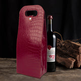 2-Bottle Leather Wine Tote Bag Protector Champagne Gift Bag with Handle For Gift