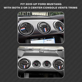 Carbon Fiber w/Tri Strip Center Console Panel Dash Cover For Ford Mustang 2015+