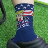 2 Pair Trump American Flag Presidential Election Patriot Print Cotton Crew Socks