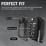Carbon Fiber Remote Key Fob Shell Case Holder For Toyota RAV4 Corolla w/Keychain