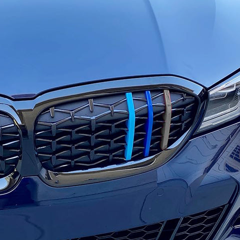 Tri-Colored Front Kidney Grille Strips Clip Cover For BMW 3 Series G20 2019-2022