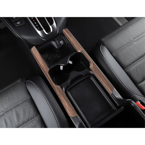 Peach Wood Style Console Water Cup Holder Panel Stripe Cover For Honda CRV 17-20