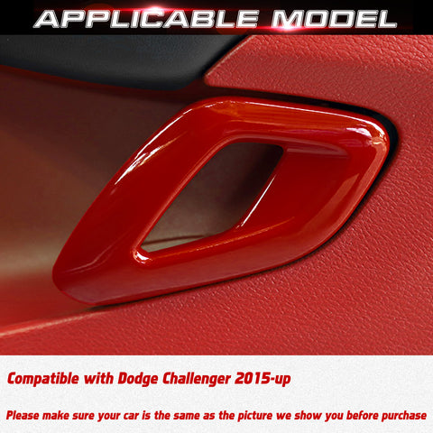 Car Interior Side Door Handle Decor Overlay Cover For Dodge Challenger 2015-up