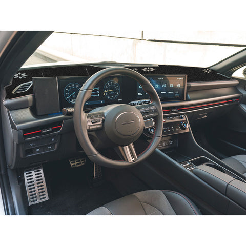 Black Dashboard Mat Poly Carpet DashMat Non-Slip Cover For Hyundai Sonata 2024+