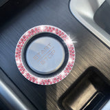 2pcs Bling Rhinestone Car Engine Ignition Start Button Ring Emblem Sticker Cover