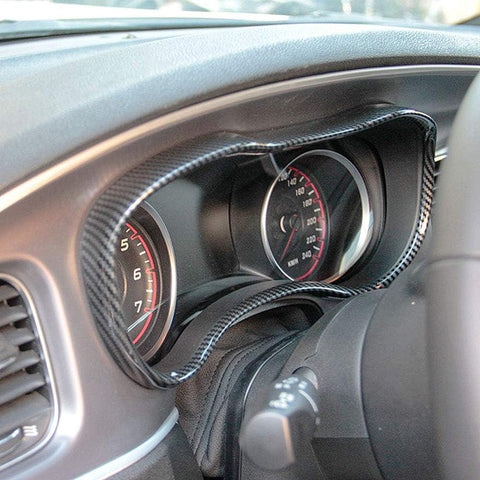Carbon Fiber Style Dashboard Meter Panel Frame Cover For Dodge Charger 2015-23